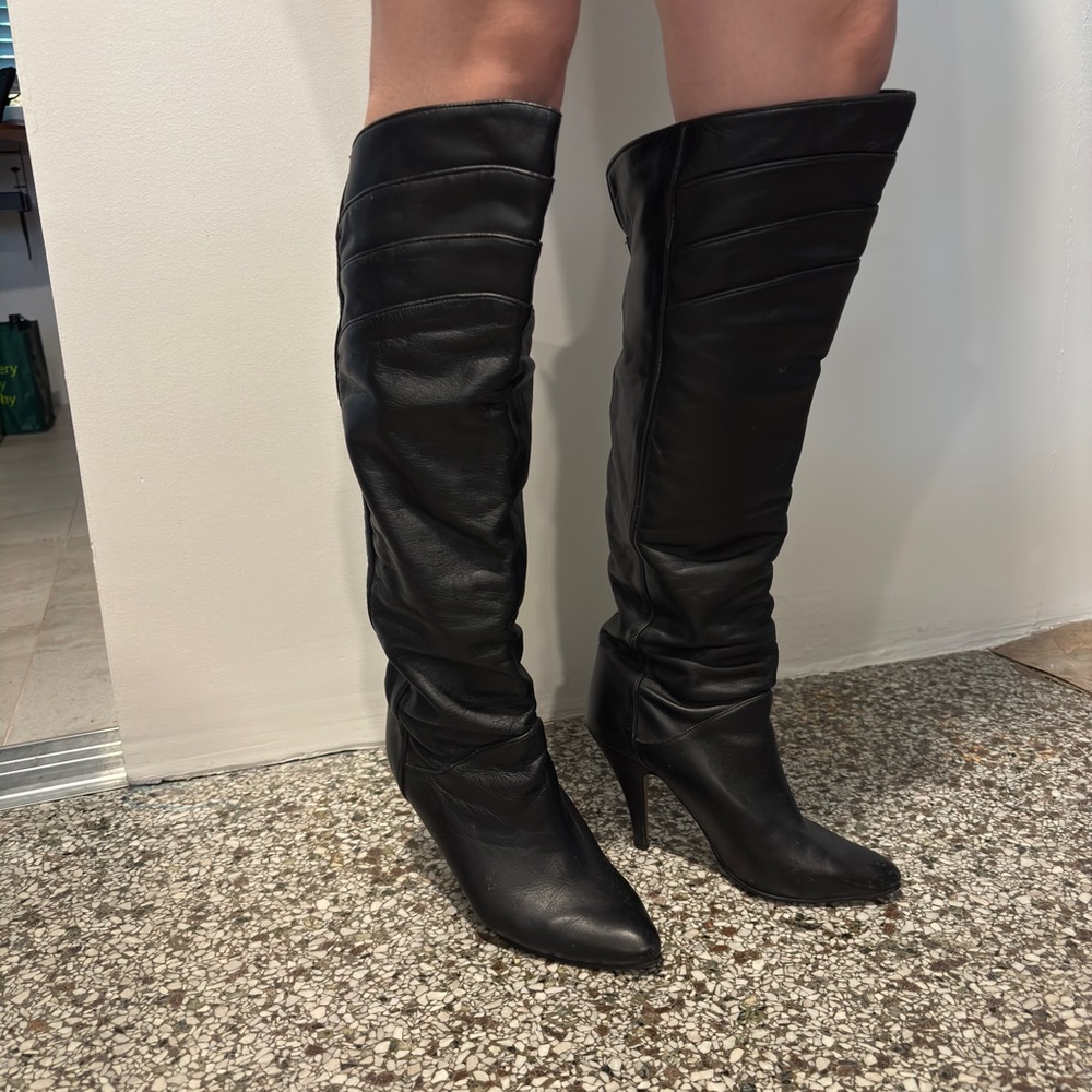 Vintage “Frederick's of Hollywood” Black Over the Knee Boots size 7